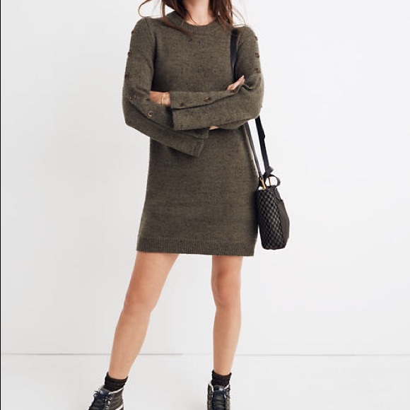Madewell Dresses & Skirts - Madewell Donegal button sleeve dress, green, L